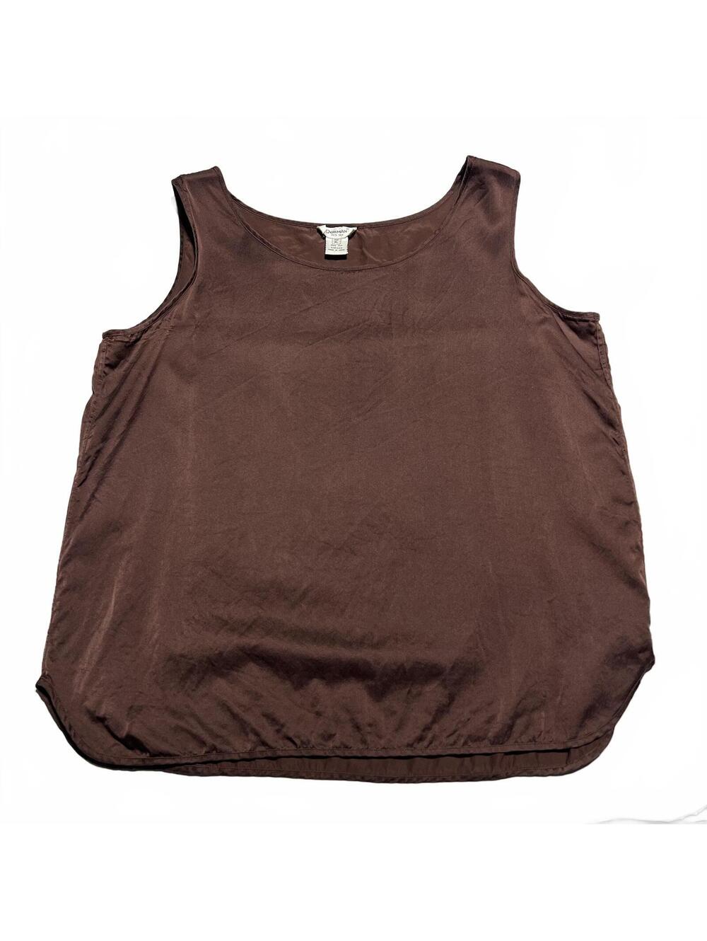 Vintage 100% Silk Shell Tank Top Brown Minimalist Relaxed Quiet Luxury 90s
